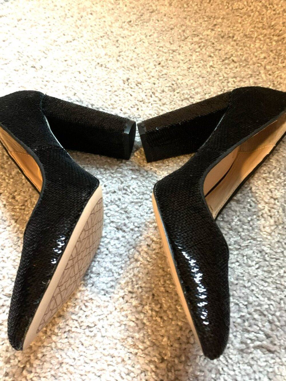 Badgley Mischka - Jewel - black sequin pointed toe with block heels